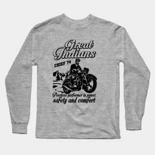 Vintage Great Indian Motorcycle Long Sleeve T-Shirt - Great Indians Retro Motorcycle by comancha